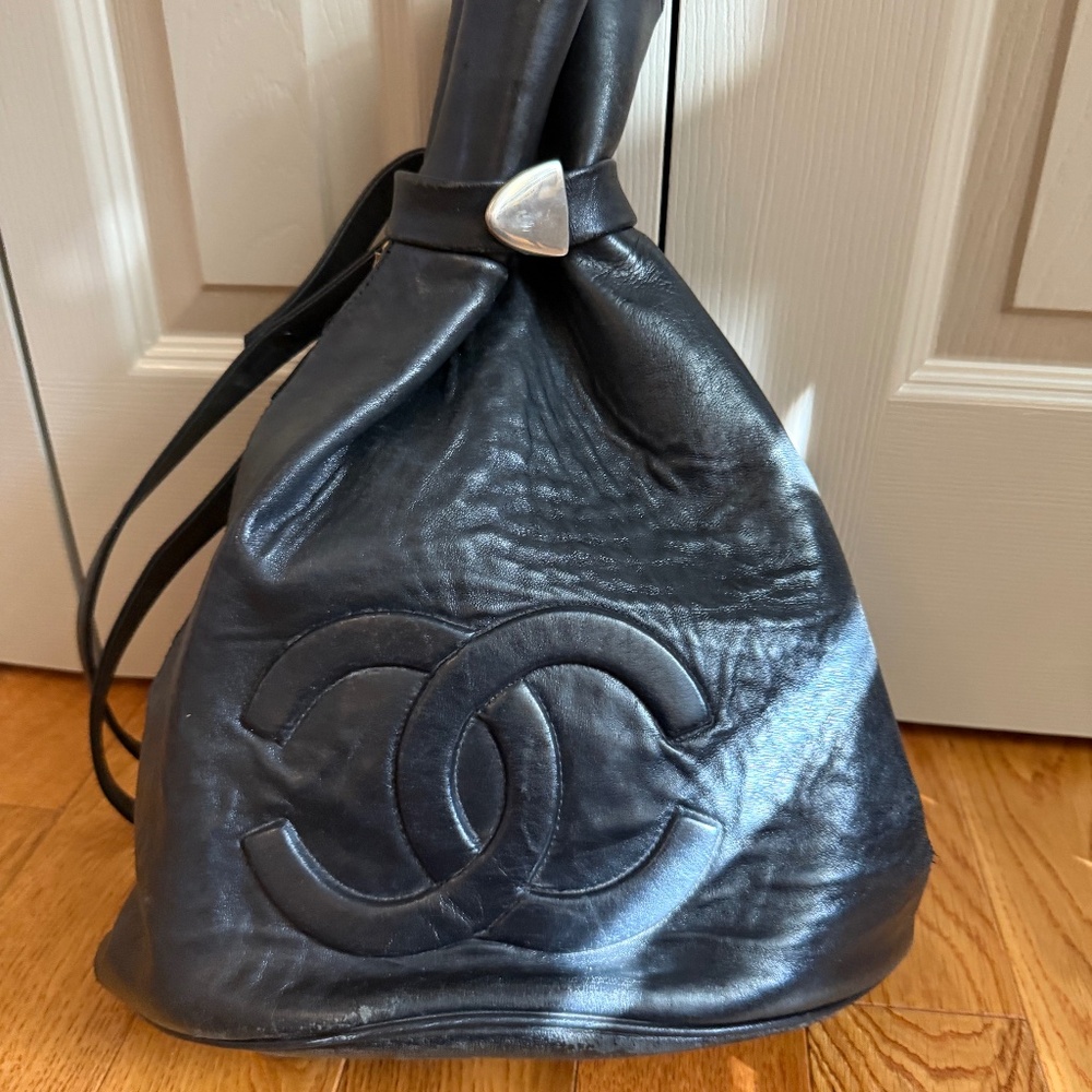Chanel Vintage Lambskin Leather Bucket Backpack